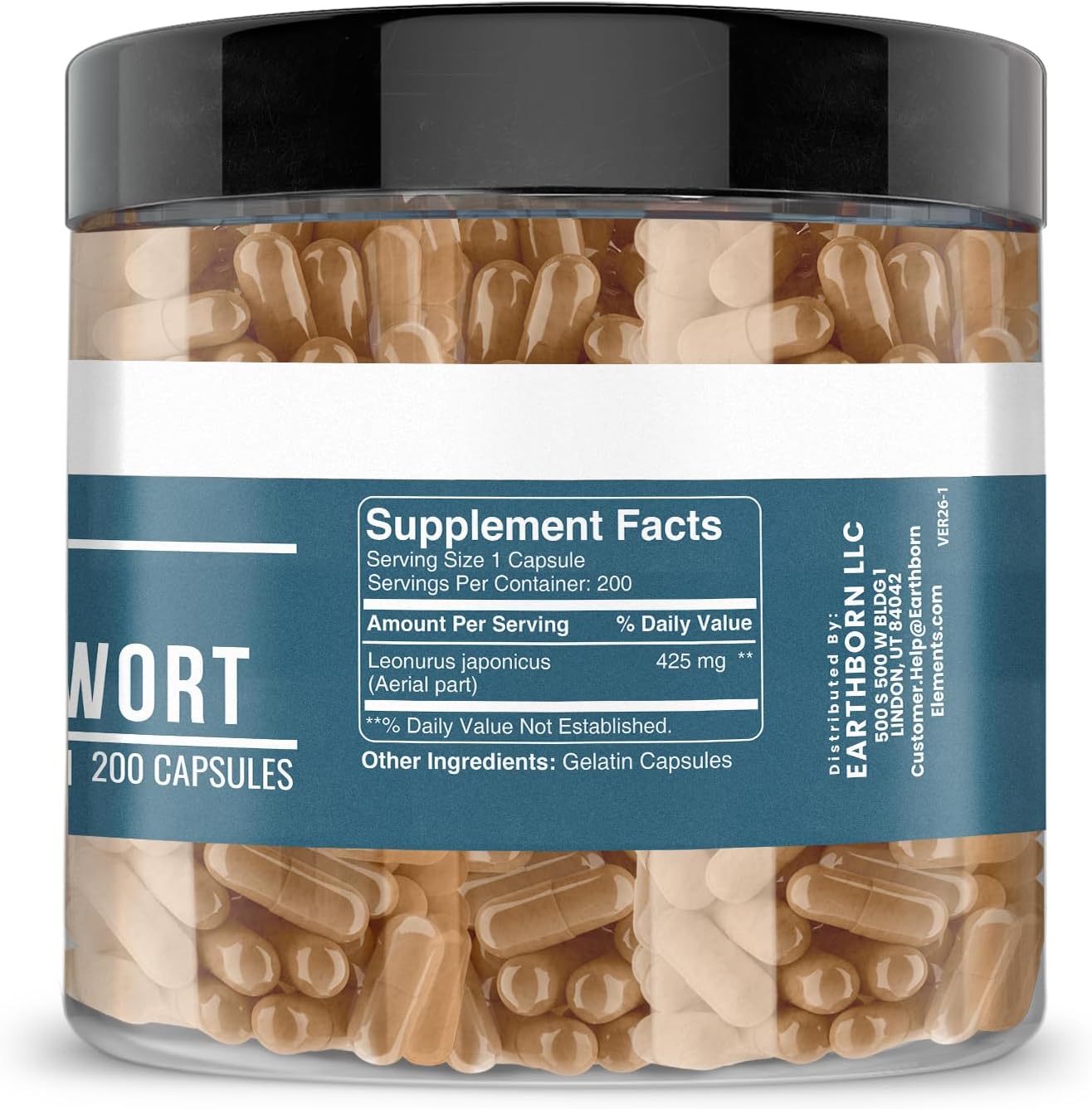 Earthborn Elements Chinese Motherwort 200 Capsules, Pure & Undiluted, No Additives - görsel 2
