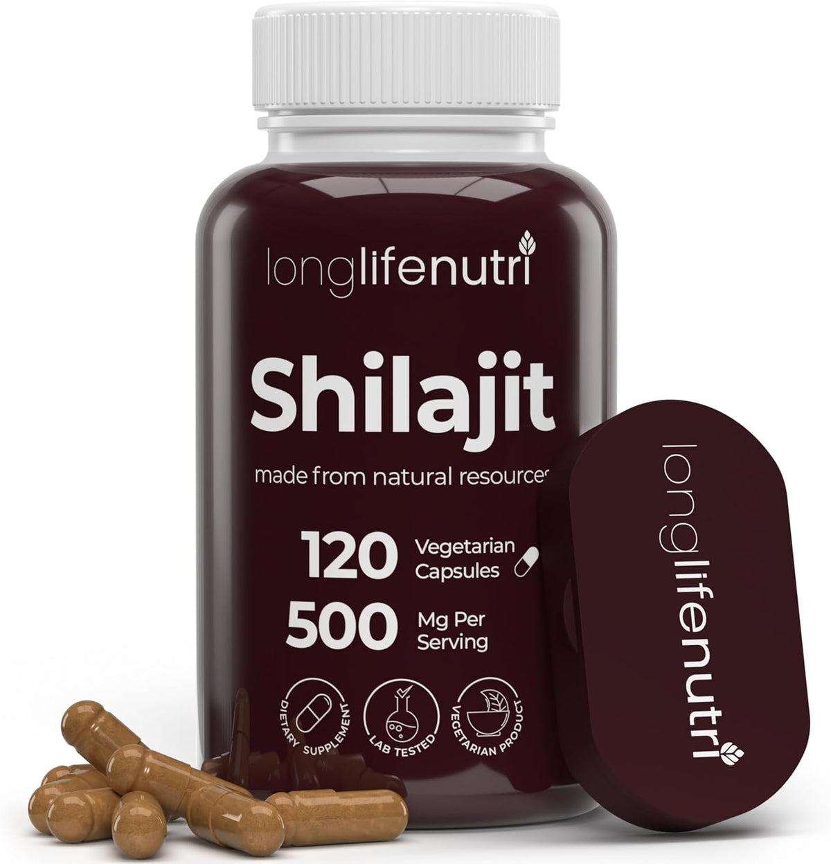 Shilajit Pure Himalayan Extract 500mg with 15% Fulvic Acid 500mg - 120 Vegetarian Capsules, 4 Month Supply, Organic Supplement for Vitality & Mental Clarity, Made in USA, Gluten-free, Non-GMO - görsel 1