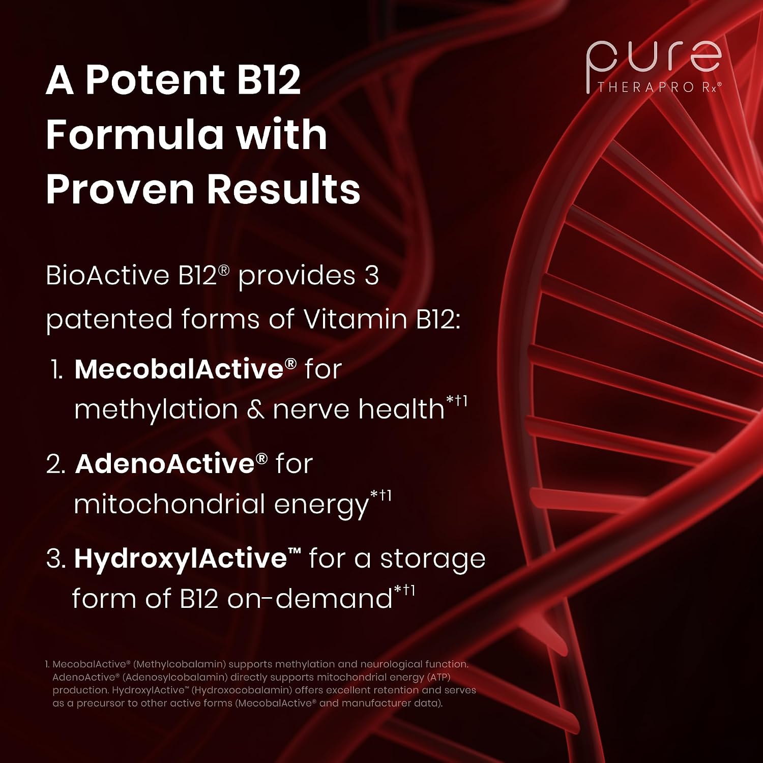 Pure Therapro Rx Vitamin B12 Food Supplement - Methylated Sublingual Liquid - 1250 µg per Drop, 3 Forms of B12, 10 ml (2-Month Supply) - görsel 7