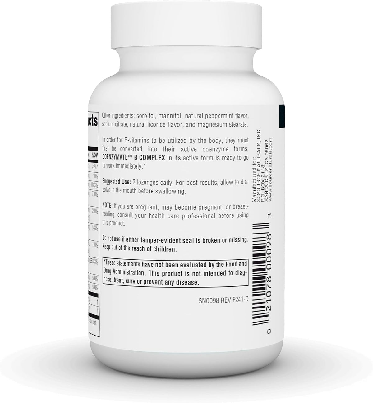 Source Naturals Coenzymate B Complex - Peppermint Flavour - 120 Lozenges - görsel 4