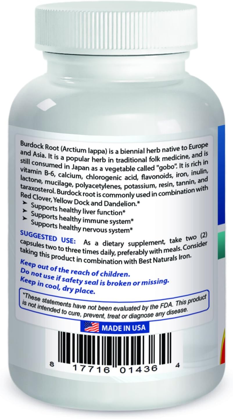 Best Naturals Burdock Root 425 mg 180 Capsules - görsel 2