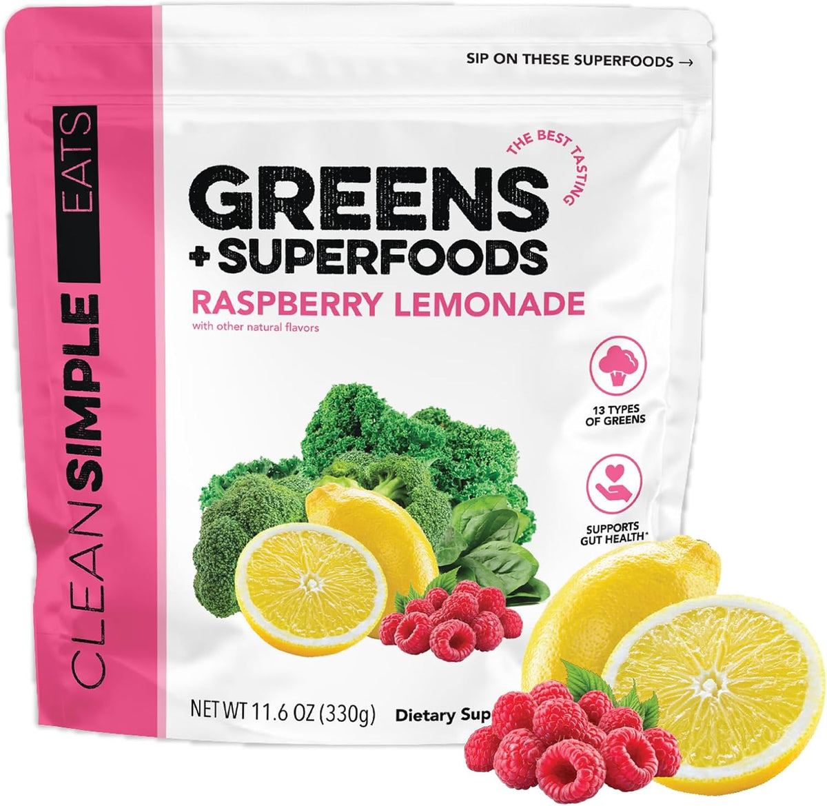 Clean Simple Eats Super Greens Powder, Naturally Flavoured Greens Powder with Chlorella, Spirulina, Superfoods & Prebiotic Fibre, No Artificial Ingredients, Gluten-free, Peachy Greens Flavour, 30 Servings - görsel 10
