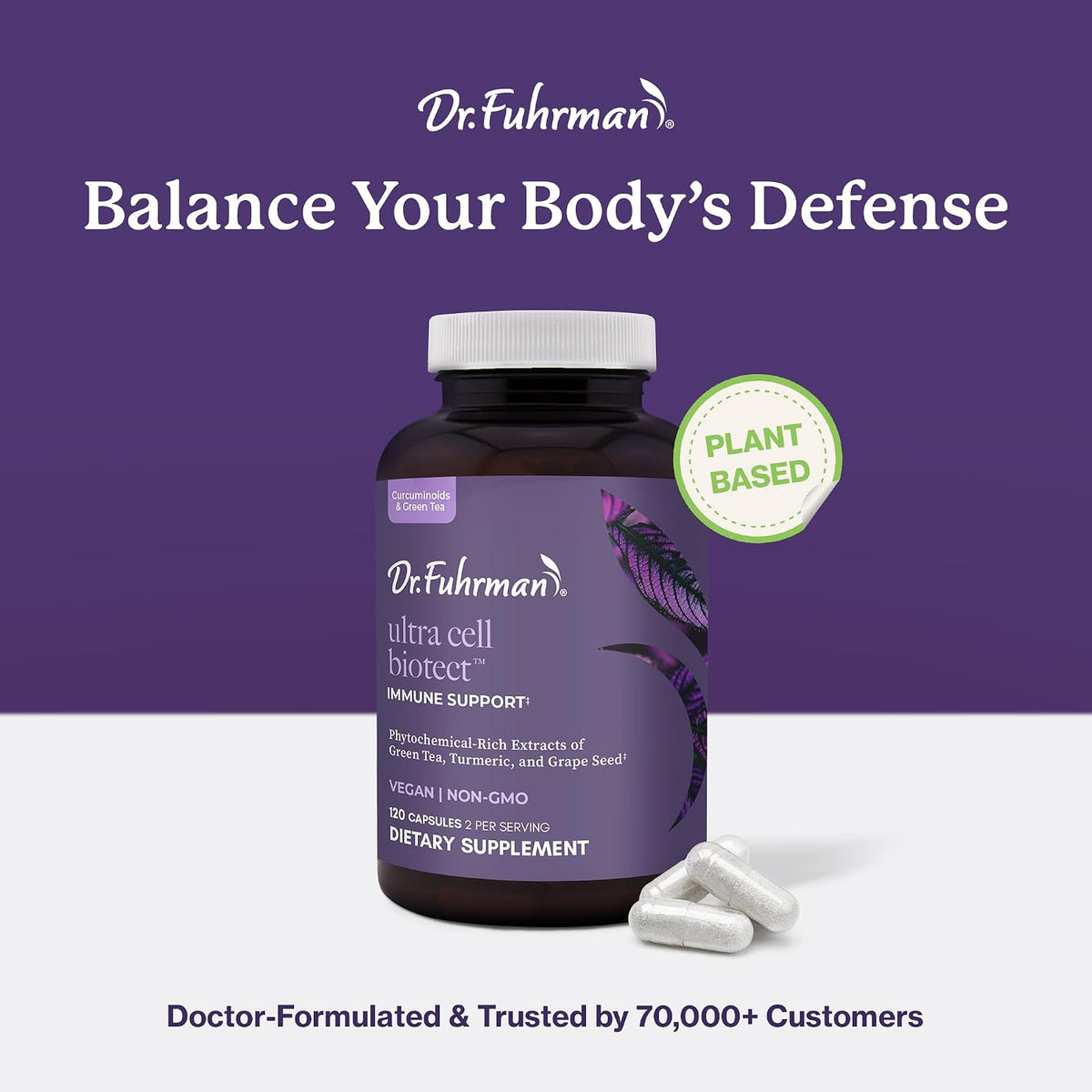 Ultra Cell Biotect - Powerful Antioxidant Support with Organic Turmeric, Black Turmeric, Green Tea, Black Pepper, and European Grape Seed for Optimal Health - 120 Capsules, Doctor Recommended - görsel 7