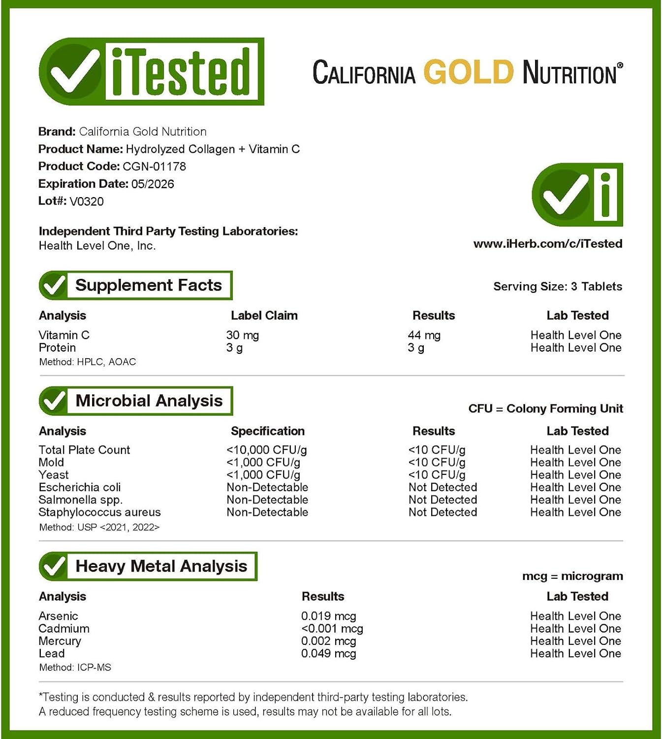 California Gold Nutrition, Hydrolysed Collagen Peptides, Type I & III, and Vitamin C, 250 Tablets - görsel 6