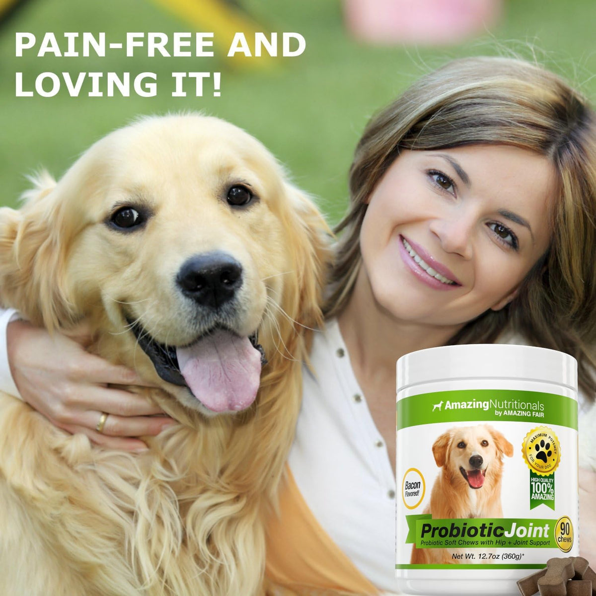 Amazing Nutritionals Dog Probiotics with Hip & Joint Support, 90 Bacon-Flavoured Soft Chews - görsel 2