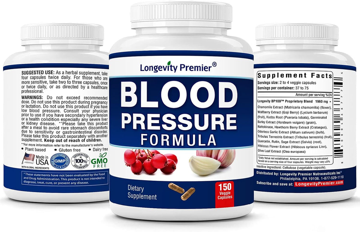 Longevity Blood Pressure Formula [150 Capsules] – Food Supplement with 12+ Natural Herbs - görsel 2