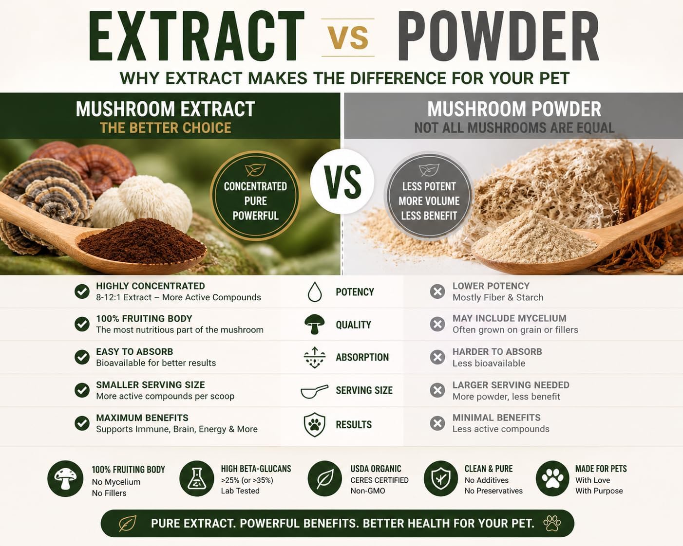 PETS ORGANICS ELIXIROZ Lion's Mane Mushroom Extract for Dogs and Cats – 25% Beta Glucans – Fruiting Body Concentrate – 250 Servings - görsel 2
