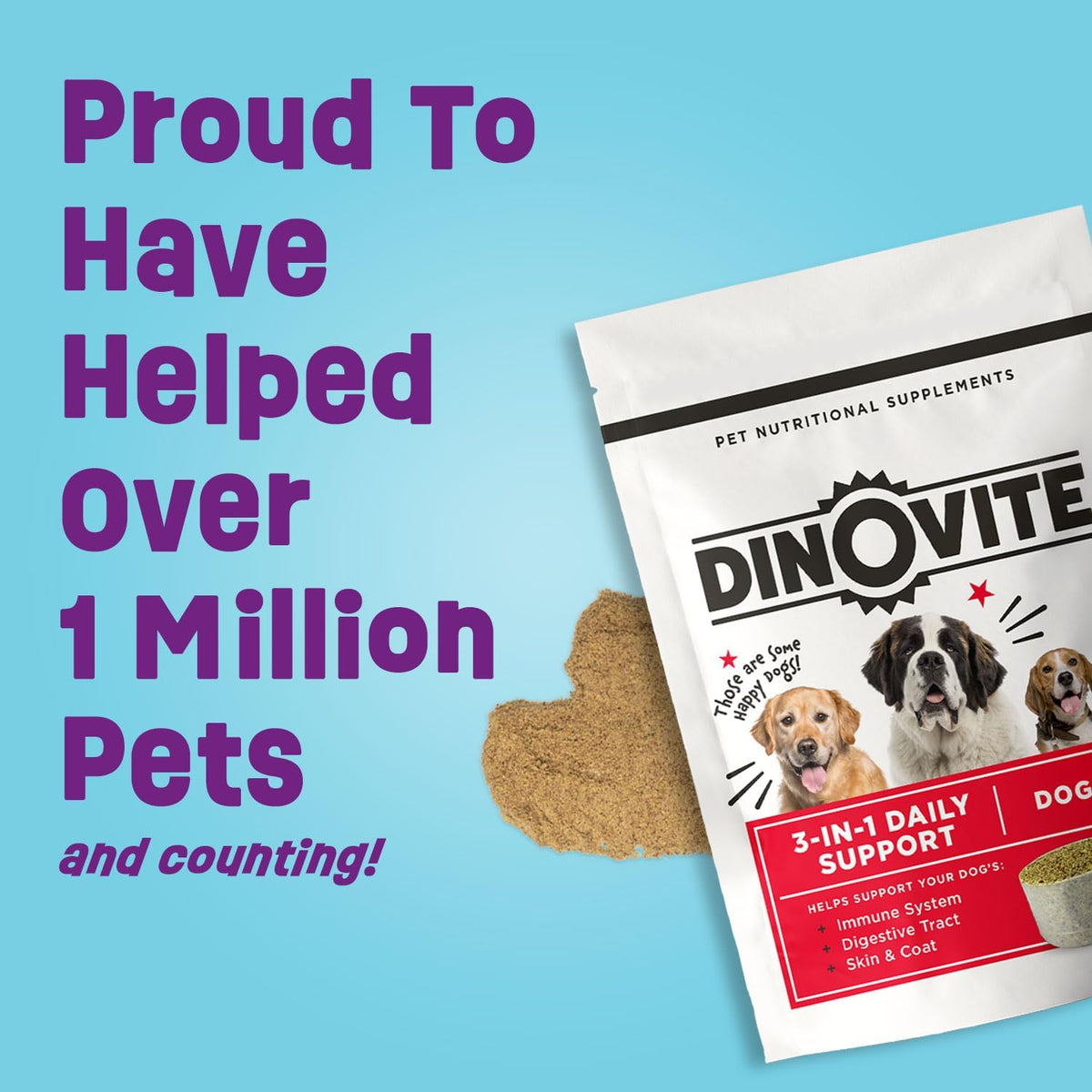 Dinovite Probiotics for Dogs – Probiotic Powder Meal Topper for Small Dogs (0.5-8 kg), Digestive Health & Coat Support with Omega-3s, 90 Servings - görsel 7
