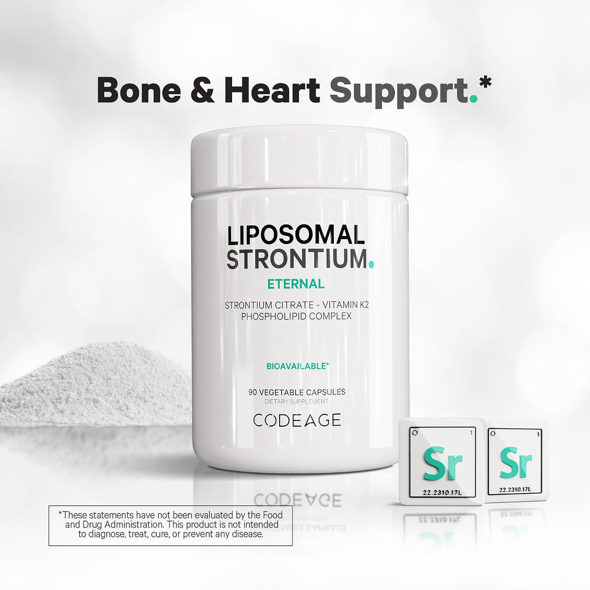 Codeage Liposomal Strontium Supplement - Strontium Citrate, Vitamin K2 MK-7, Liposomal Delivery, Non-GMO, Gluten-Free - 90 Capsules - görsel 6