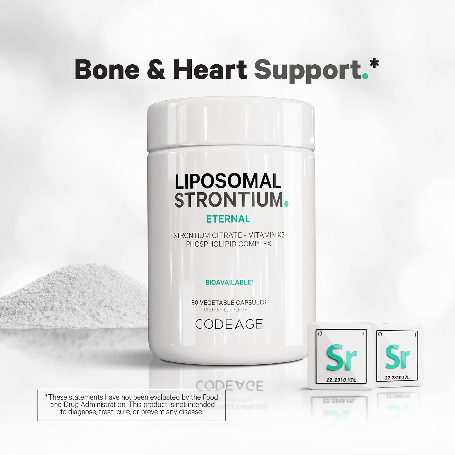 Codeage Liposomal Strontium Supplement - Strontium Citrate, Vitamin K2 MK-7, Liposomal Delivery, Non-GMO, Gluten-Free - 90 Capsules - görsel 6