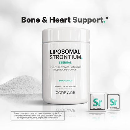 Codeage Liposomal Strontium Supplement - Strontium Citrate, Vitamin K2 MK-7, Liposomal Delivery, Non-GMO, Gluten-Free - 90 Capsules