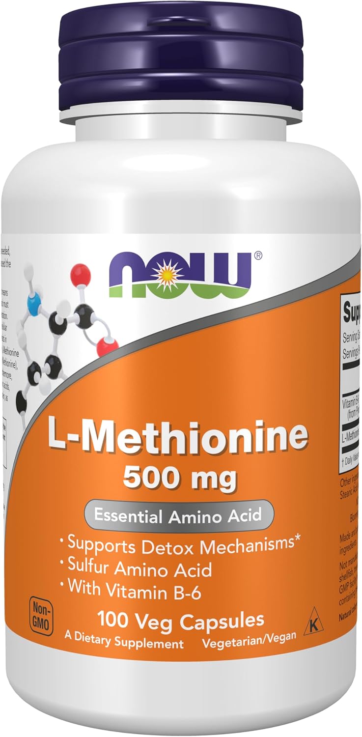 NOW Foods L-Methionine 500 mg with Vitamin B-6 - 100 Capsules - görsel 1
