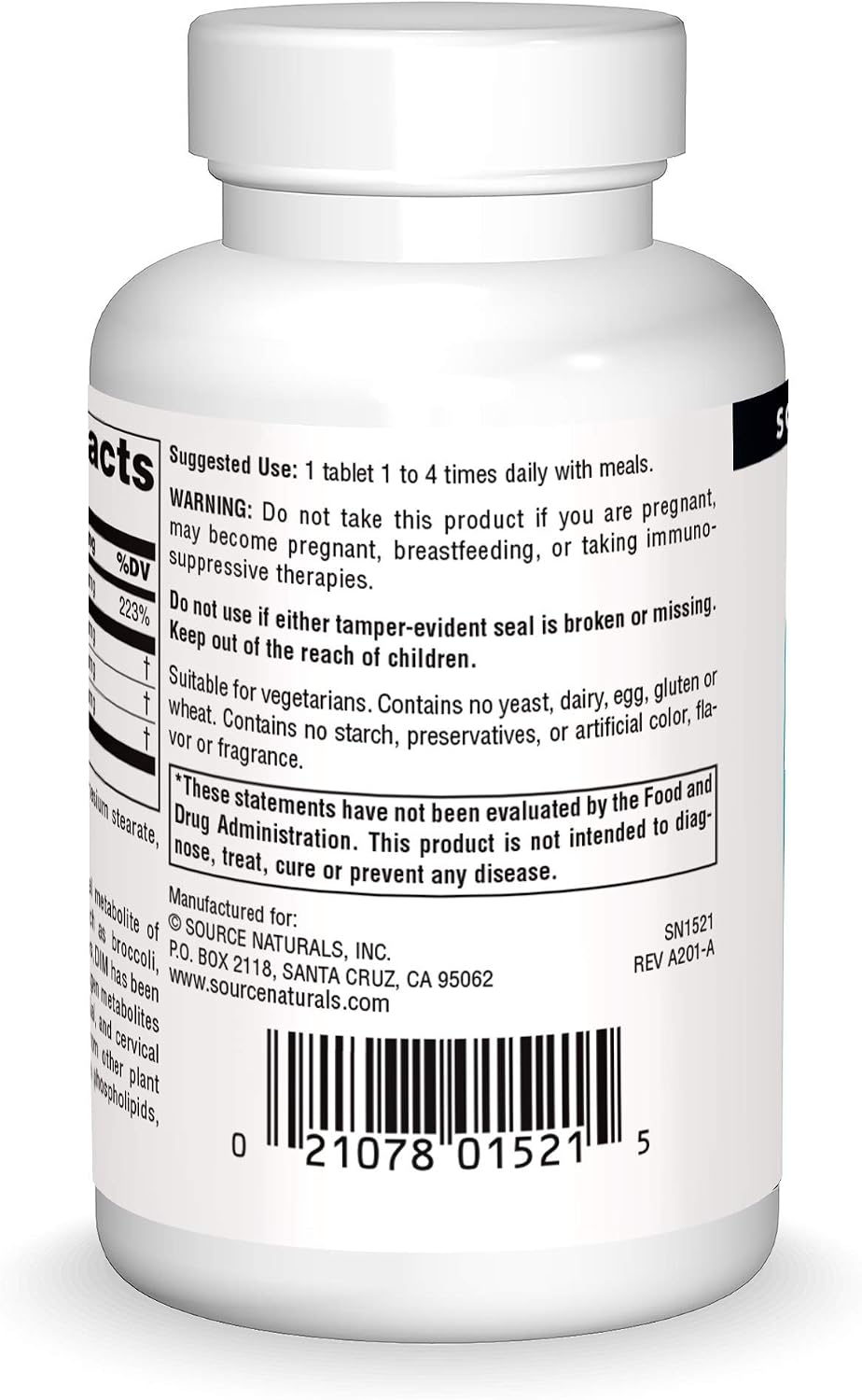 Source Naturals DIM, Diindolylmethane 100mg with BioPerine, Vitamin E & More - 60 Tablets - görsel 2