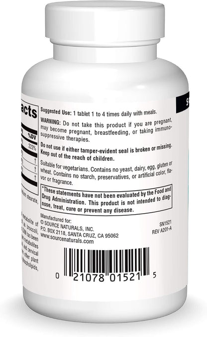Source Naturals DIM, Diindolylmethane 100mg with BioPerine, Vitamin E & More - 60 Tablets