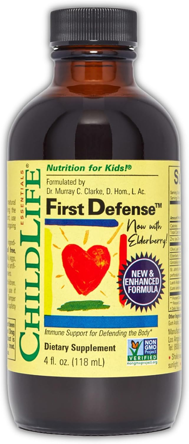CHILDLIFE ESSENTIALS First Defence - Children's Immune Support Liquid with Elderberry & Zinc, 118 ml - görsel 1
