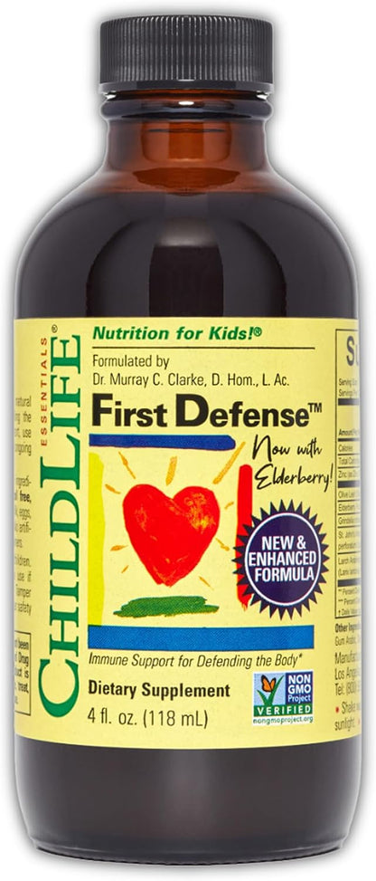CHILDLIFE ESSENTIALS First Defence - Children's Immune Support Liquid with Elderberry & Zinc, 118 ml