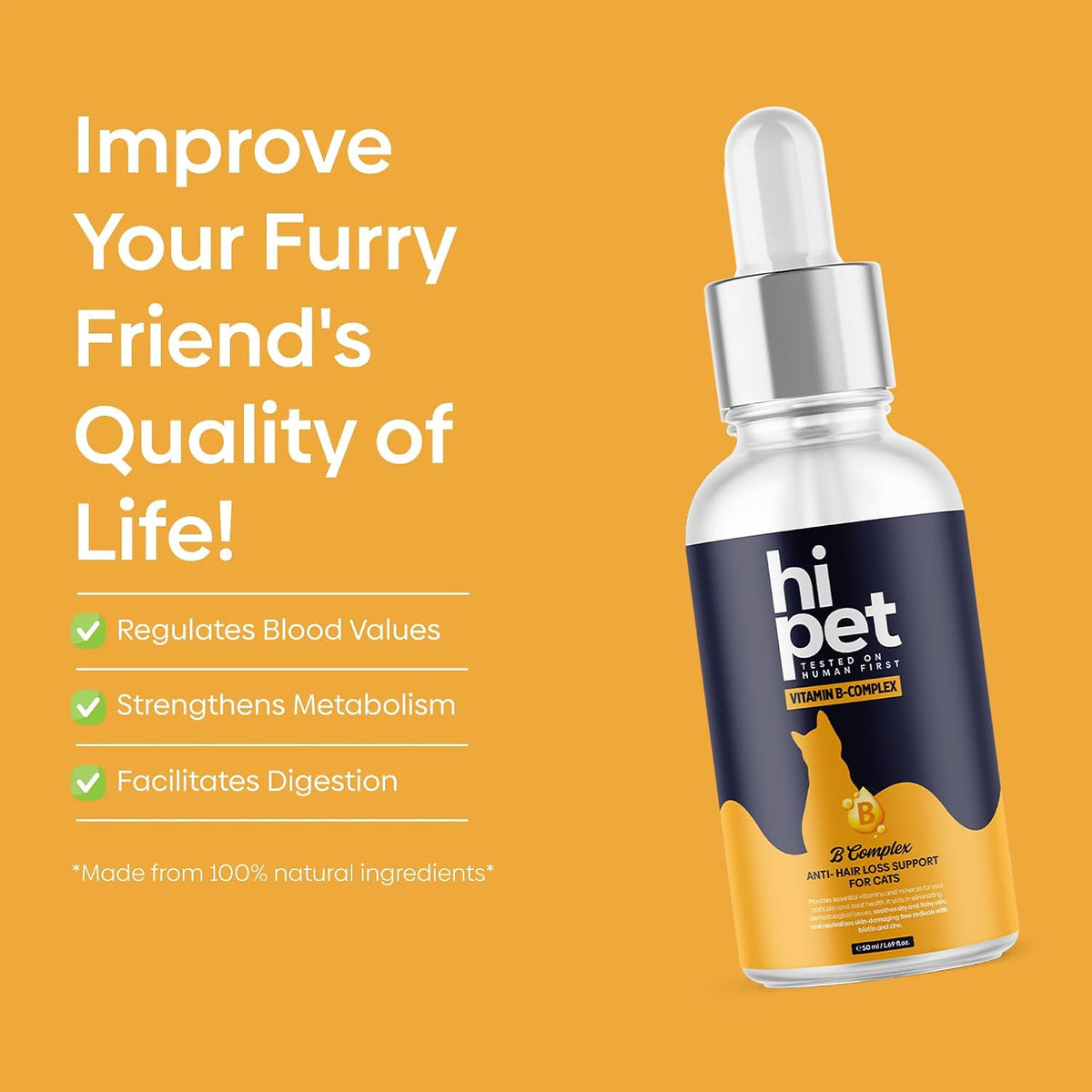 Vitamin B Complex for Cats, Supports Metabolism and Increases Energy Levels, 50 ml (Pack of 3) - görsel 2