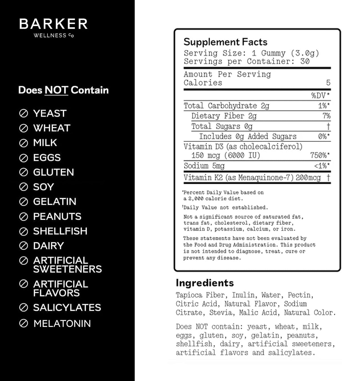 Barker Wellness D3 K2 Vitamin Gummies – Max Potency: 6000 IU D3 + 200 mcg K2 for Strong Bones, Heart Health and Immune Support | Vegan, Sugar-Free, Delicious Mixed Berry Flavour | 30 Servings - görsel 4