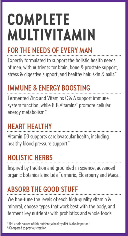 New Chapter Every Man's One Daily Multivitamin - Supports Immune, Energy & Bone Health - Fermented, Organic, Vegetarian - 72 Tablets