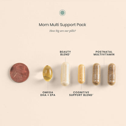 Perelel Mum Multi Support Pack - Postnatal Vitamins with Omega-3 DHA, Iron, Collagen & Vitamin B12 - 30 Daily Pill Packs