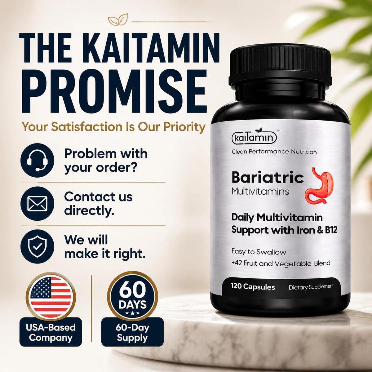 Kaitamin Bariatric Multivitamin with Iron – NSF Certified – 120 Liquid Capsules (60-Day Supply) - görsel 6