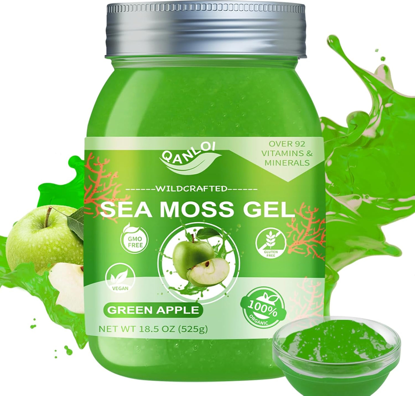 QANLOI Sea Moss Raw Gel – Irish Sea Moss, Green Apple, 15 oz - görsel 10