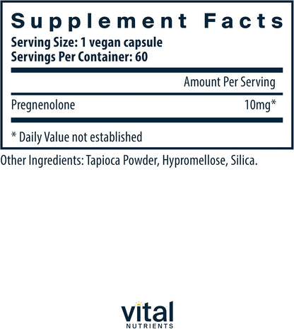 Vital Nutrients Pregnenolone 10 mg, 60 Vegetarian Capsules