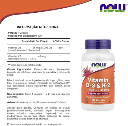 Vitamin D3 & K2 120 VegiCaps (Pack of 2)