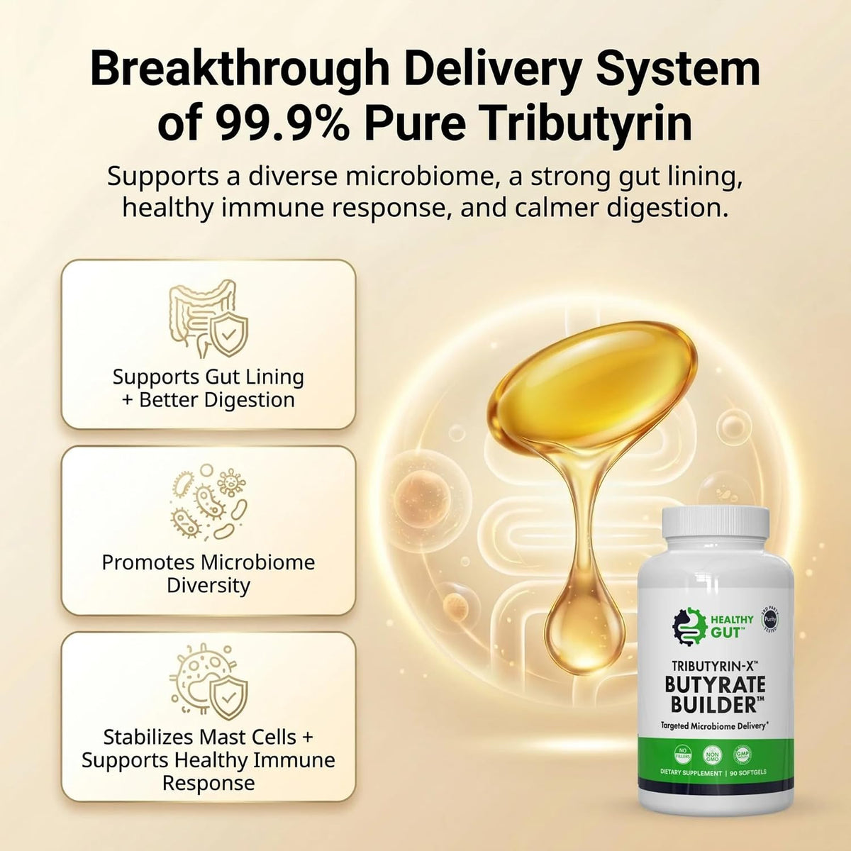 Healthy Gut Tributyrin-X – Butyrate Supplement for Gut Health, 90 Softgels - görsel 6
