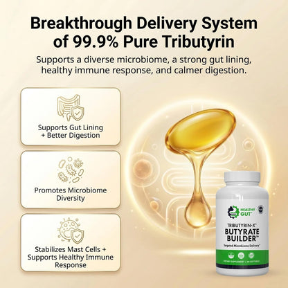 Healthy Gut Tributyrin-X – Butyrate Supplement for Gut Health, 90 Softgels