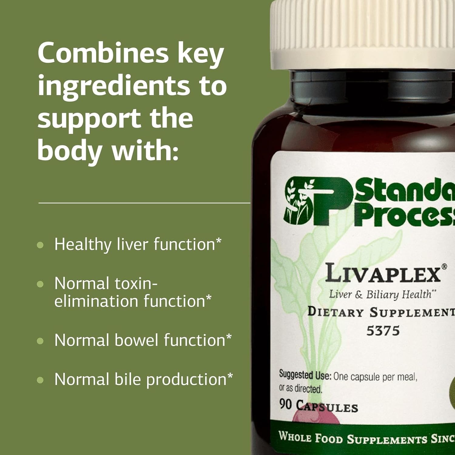 Standard Process Livaplex - Whole Food Liver & Gallbladder Support with Spanish Black Radish, Betaine HCl, Organic Carrot - 90 Capsules - görsel 4