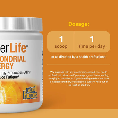 Natural Factors RegenerLife Powder - Mitochondria Support Drink Mix - Tropical Flavour - 81 g