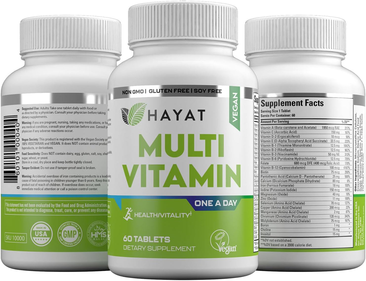 HAYAT Vitamins Vegan Natural Multivitamin - 60 Tablets (2-Month Supply) - görsel 4