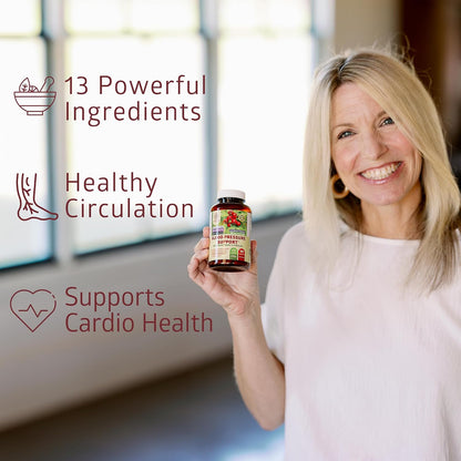 Premium Blood Pressure Support with Hawthorn and Hibiscus – 90 Capsules