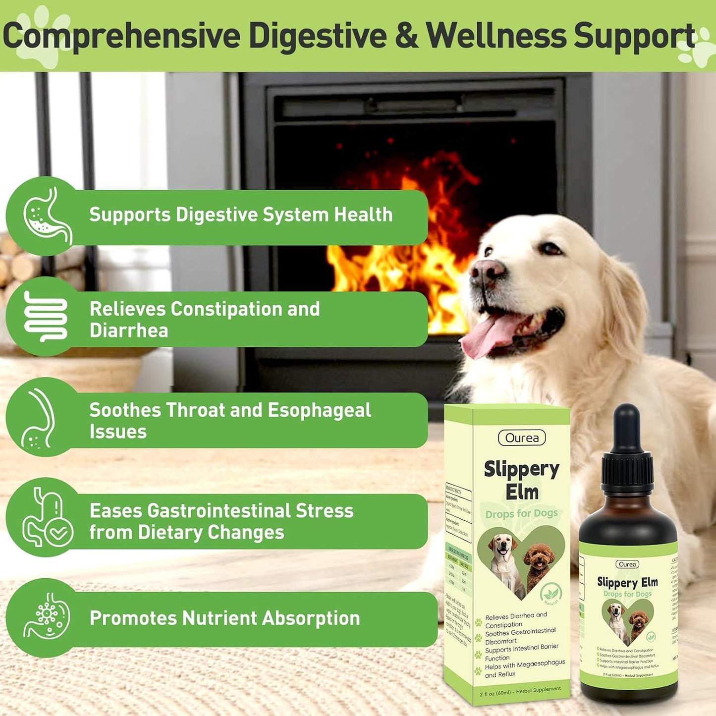 Slippery Elm for Dogs – Organic Herbal Digestive Support Drops - görsel 2
