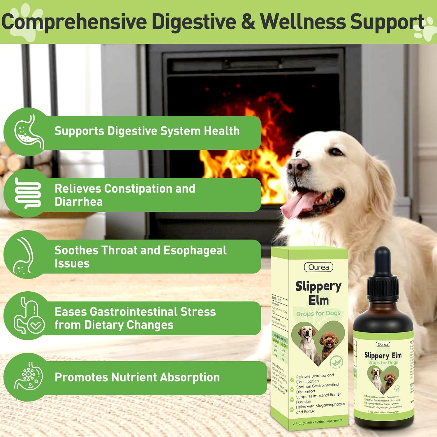 Slippery Elm for Dogs – Organic Herbal Digestive Support Drops - görsel 2