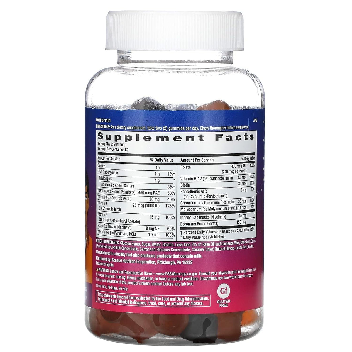 GNC milestones Teen Multivitamin - Natural Fruit Flavours, 120 Gummies, 60 Servings - görsel 2