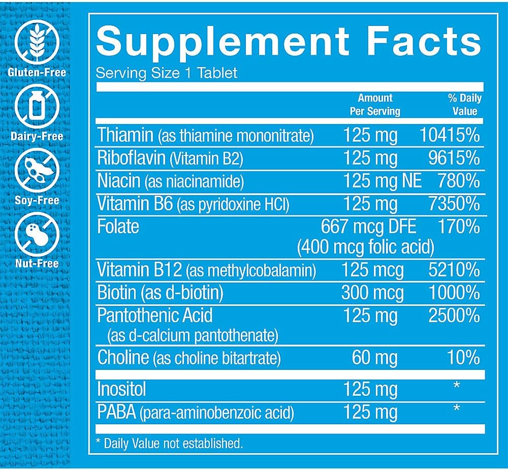 The Vitamin Shoppe Vitamin B-Complex - Complete B Vitamins for Energy & Nervous System Support, 100 Tablets - görsel 2
