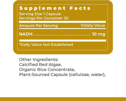 Premier Research Labs NADH - Nicotinamide Adenine Dinucleotide Food Supplement, 10 mg, 30 Vegetarian Capsules