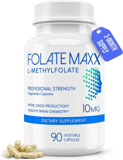 FolateMaxx L-Methylfolate 10mg, 90 Capsules – Active Methyl Folate for Energy, Mood & Focus