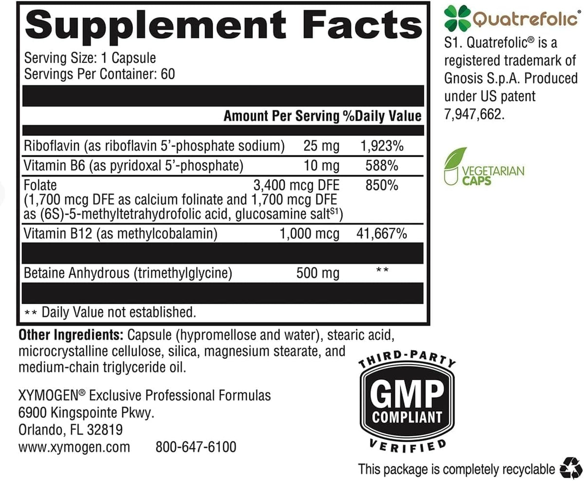 XYMOGEN Methyl Protect - 3,400 mcg 5-MTHF - Activated Vitamin B Supplement - 60 Capsules - görsel 2
