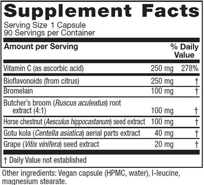 Vitanica VeinoBlend – Circulation Support with Bromelain, Gotu Kola and Vitamin C – 90 Capsules