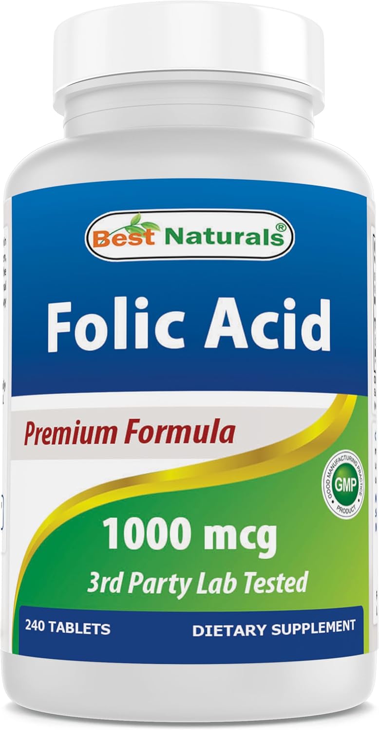 Best Naturals Folic Acid 1000 mcg (Vitamin B9), 240 Tablets - görsel 1