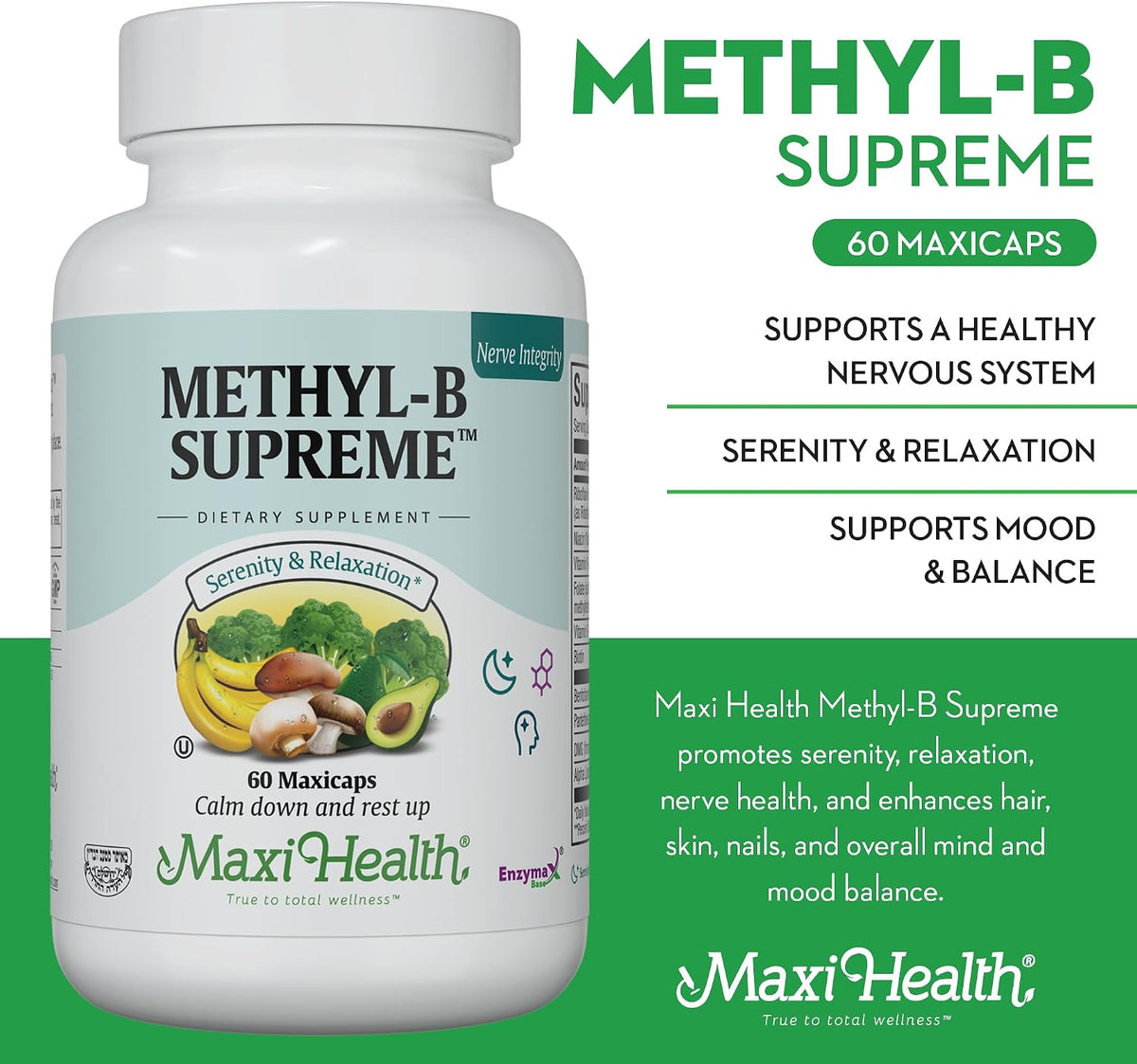 Stress B Complex Vitamins – Methyl-B Supreme with Methylated B12, B6, Folate & Biotin – For Calm, Energy & Relaxation – Kosher Vegan 60 Capsules - görsel 3