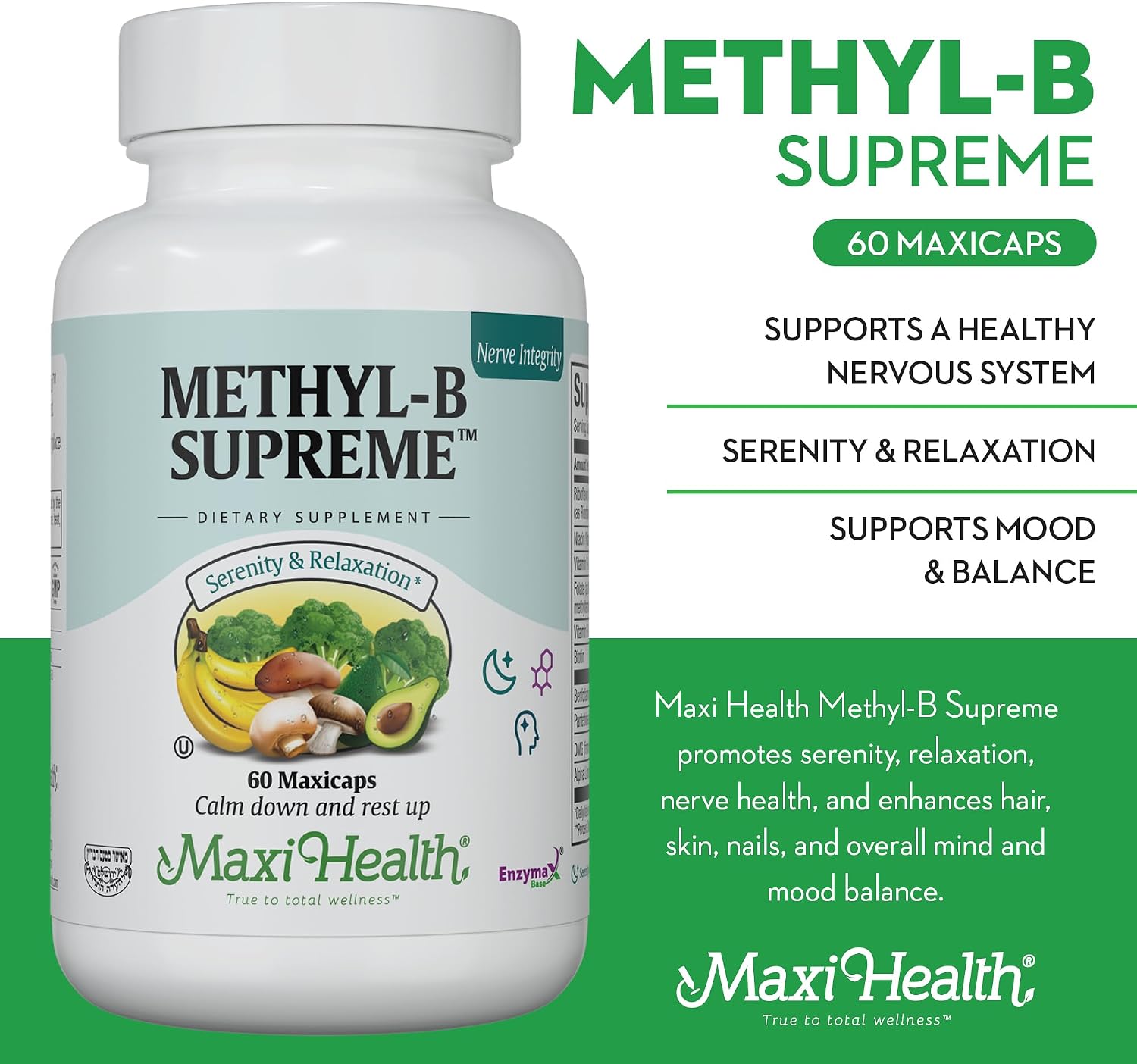 Stress B Complex Vitamins – Methyl-B Supreme with Methylated B12, B6, Folate & Biotin – For Calm, Energy & Relaxation – Kosher Vegan 60 Capsules - görsel 3