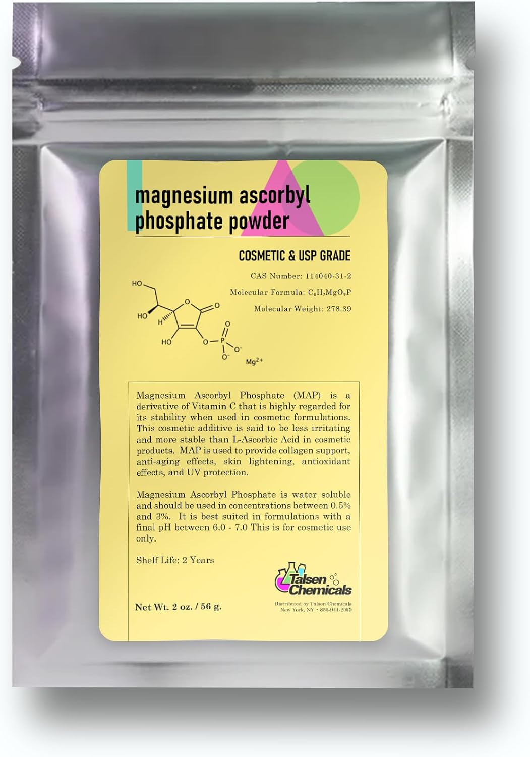Magnesium Ascorbyl Phosphate Powder, Stable Vitamin C, MAP Powder for DIY Skin care Products (56 g / 2 oz) - görsel 1