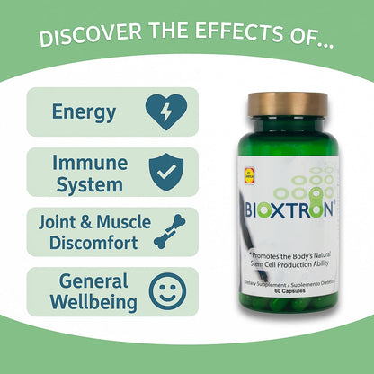 Bioxtron Natural Stem Cell Supplement Capsules – Cellular & Antioxidant Support Formula with Blue Green Algae and Spirulina – 60 Capsules