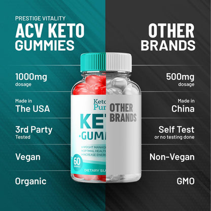 Keto Purity ACV Gummies – Advanced Weight Management with Apple Cider Vinegar and B12 (60 Gummies)