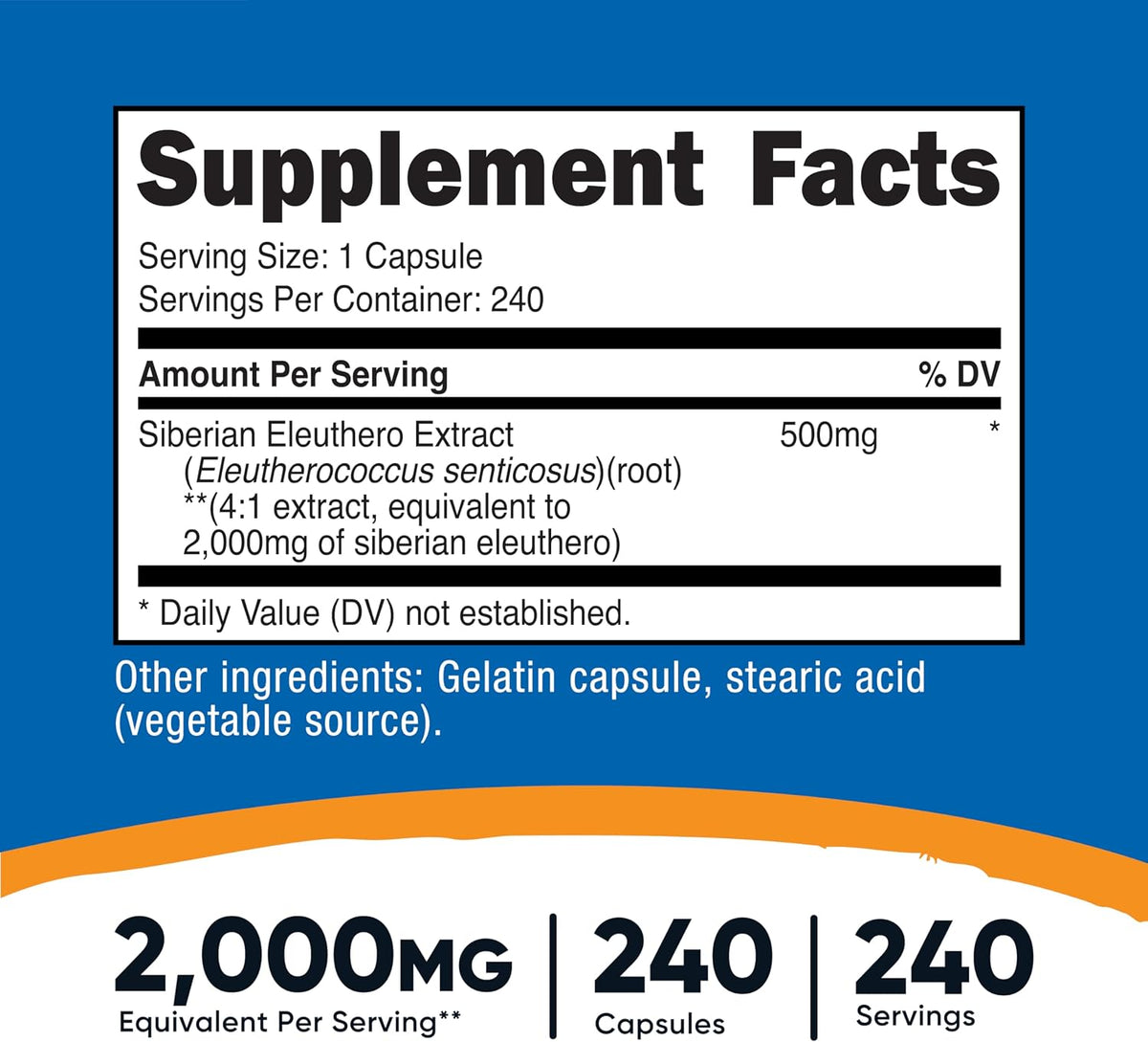 Nutricost Siberian Eleuthero 500mg, 240 Capsules - görsel 2