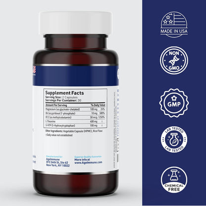 5-HTP 100mg with L-Theanine 400mg - Stress Relief & Relaxation Support for Teens and Adults